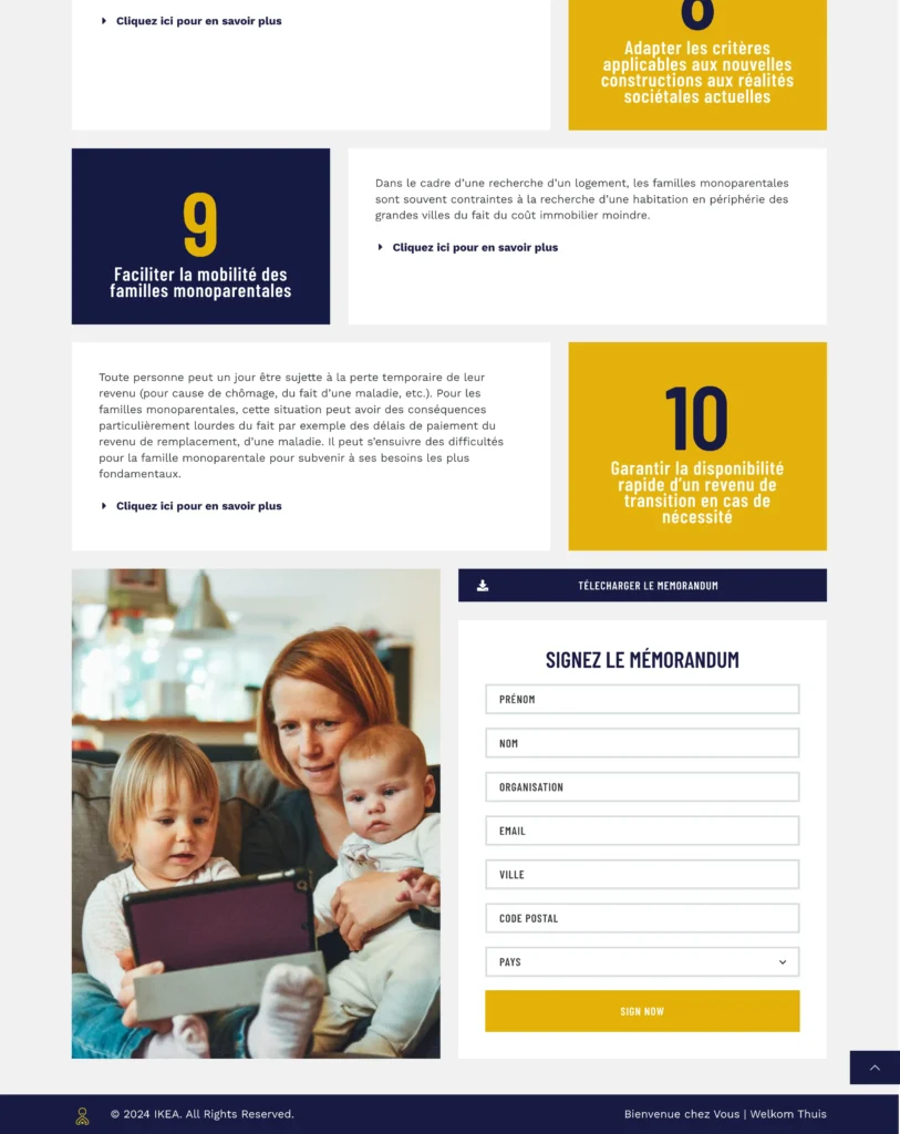 The memorandum page from the IKEA's Welcome Home website.