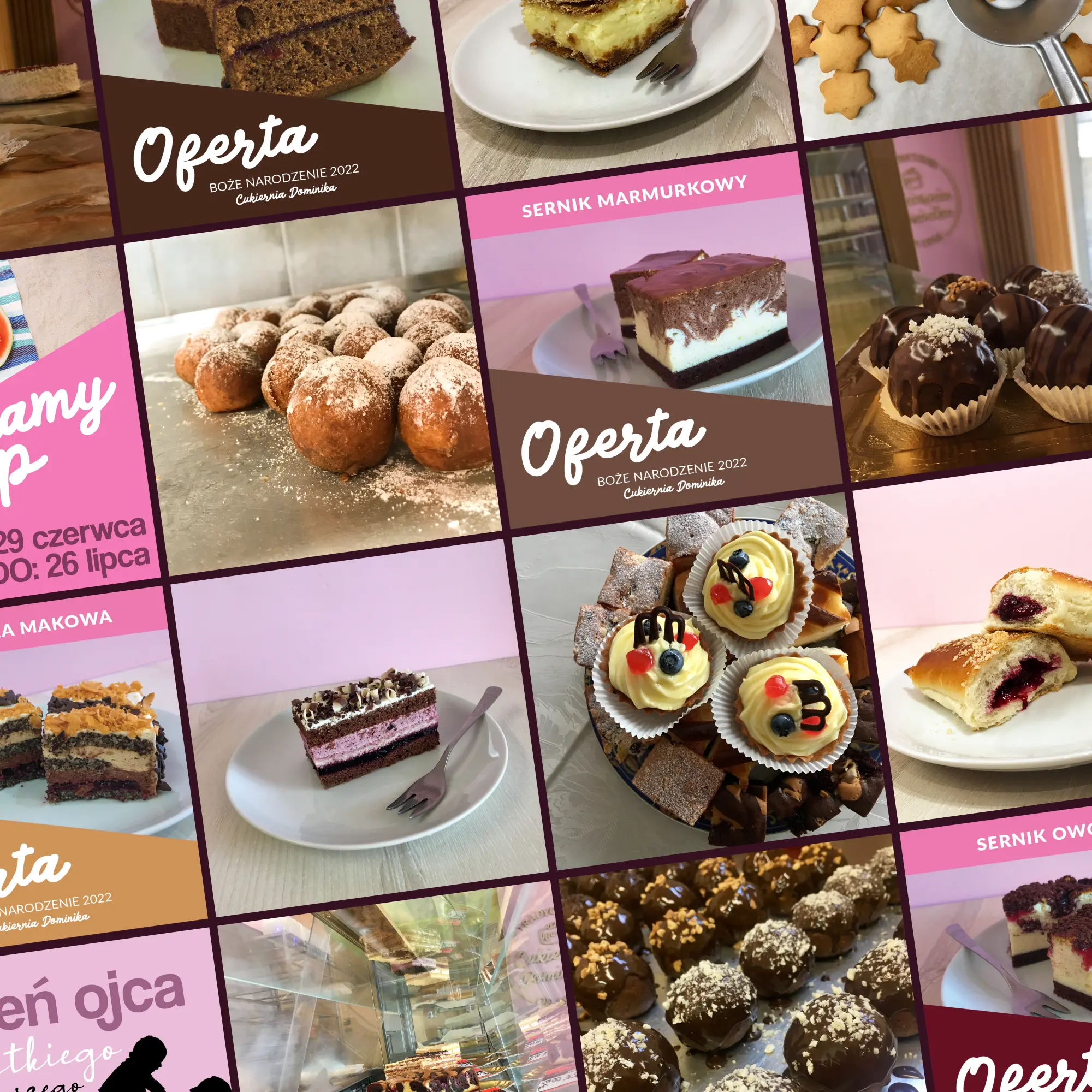 A collection of social media posts created for Cukiernia Dominika.