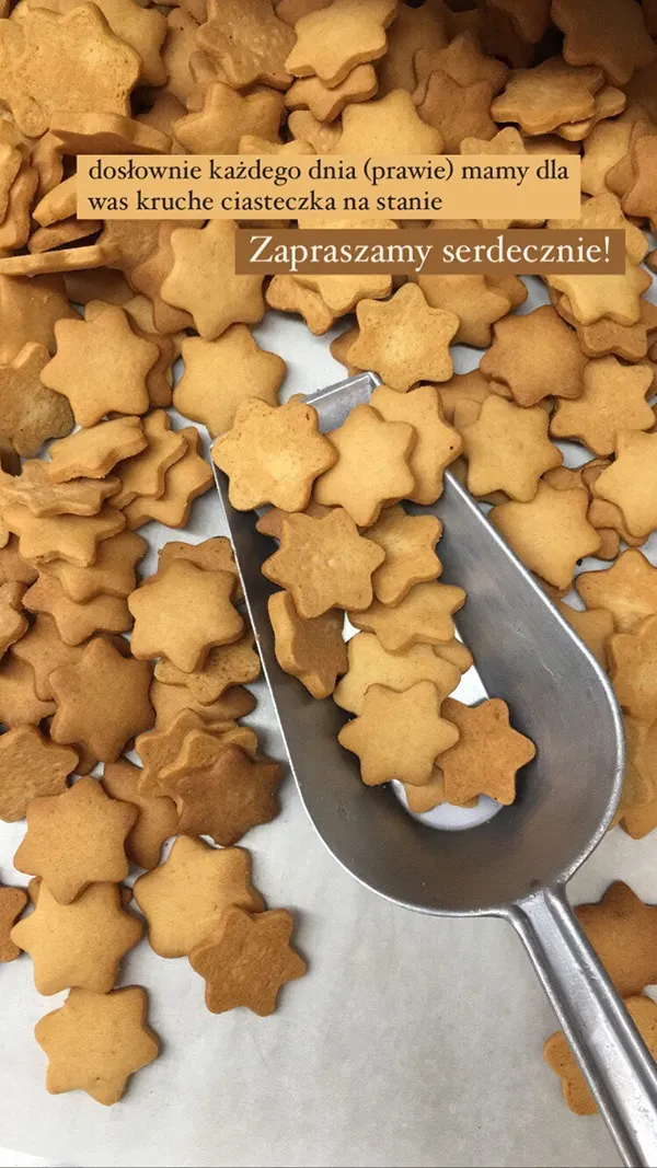 An Instagram story showing a bunch of small, star-shaped cookies.