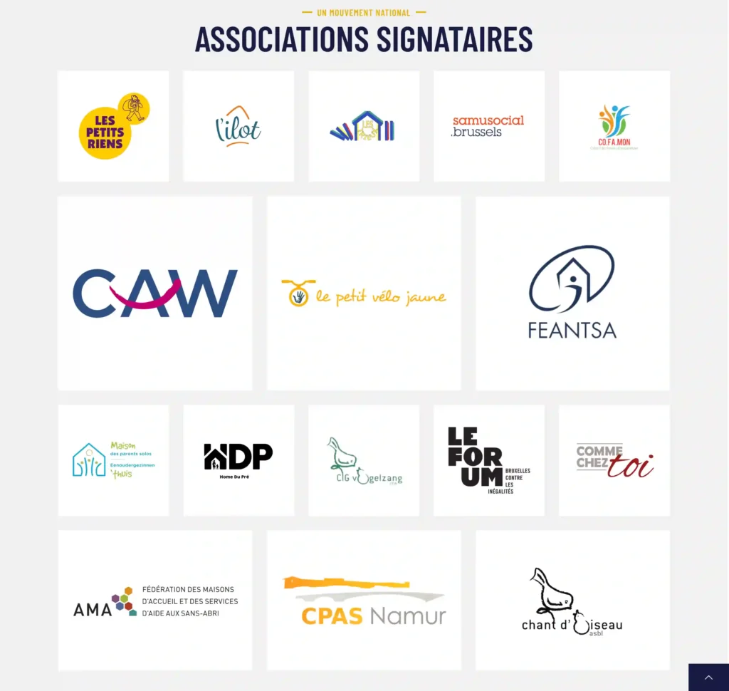 The proposals page from the IKEA's Welcome Home website. The page displaying the associations that signed the memorandum.