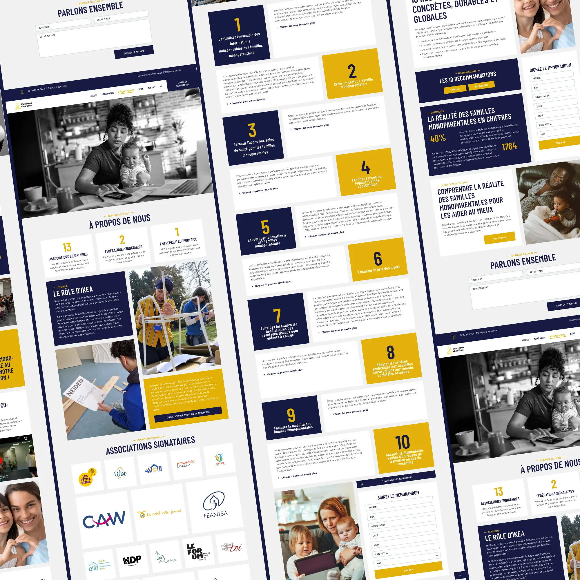 A collection of pages from the IKEA's Welcome Home website.