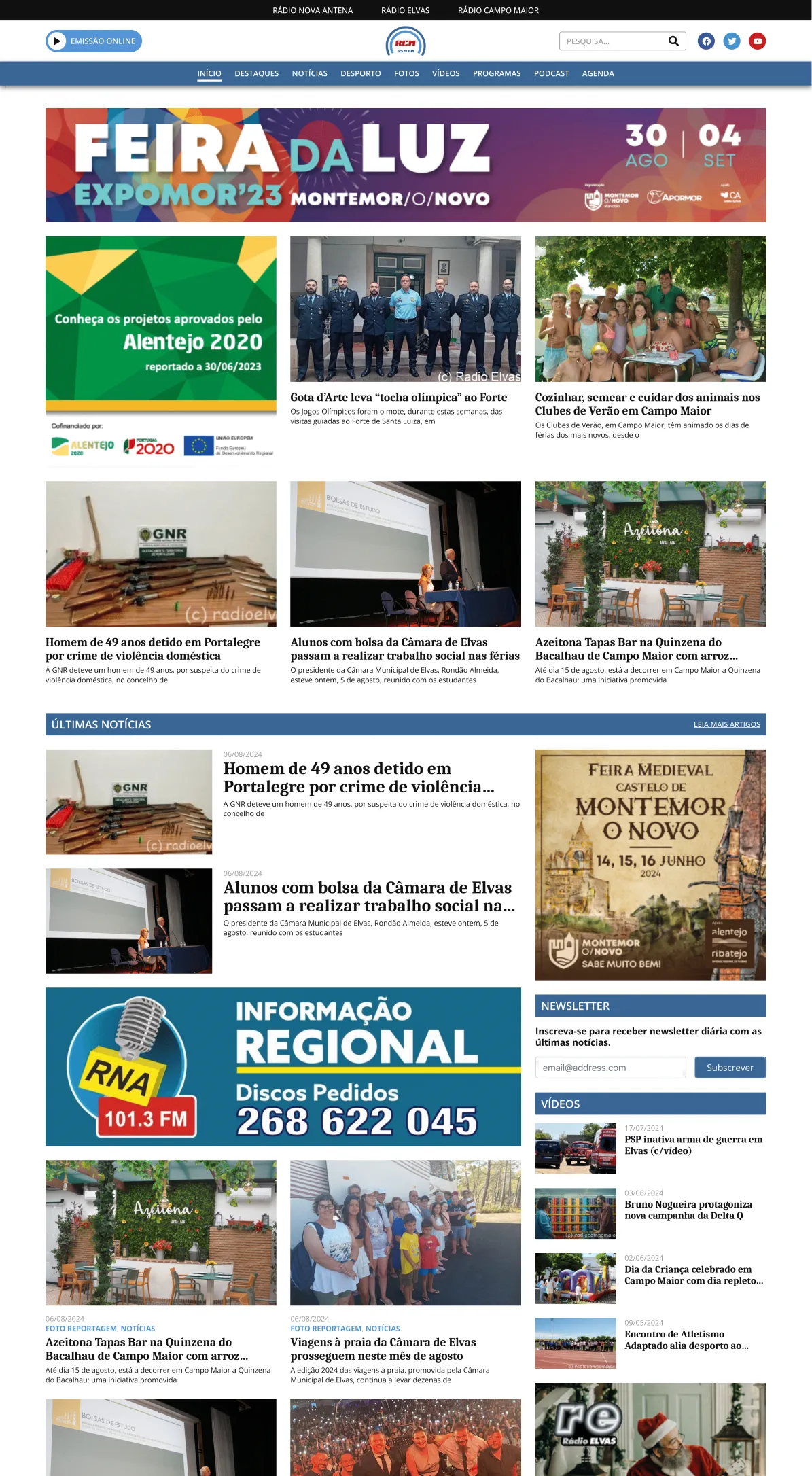 Homepage after, Rádio Campo Maior.