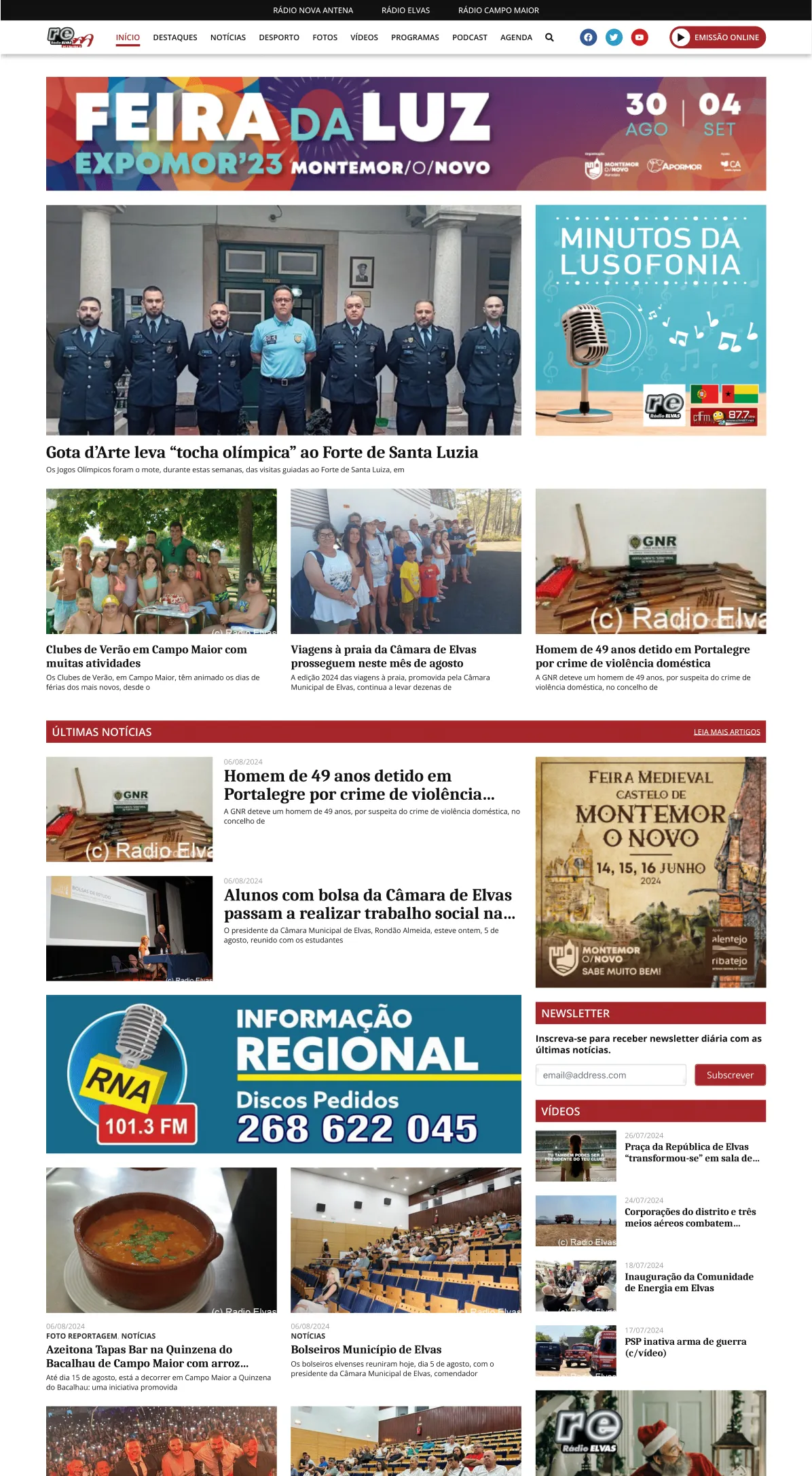 Homepage after, Rádio Elvas.