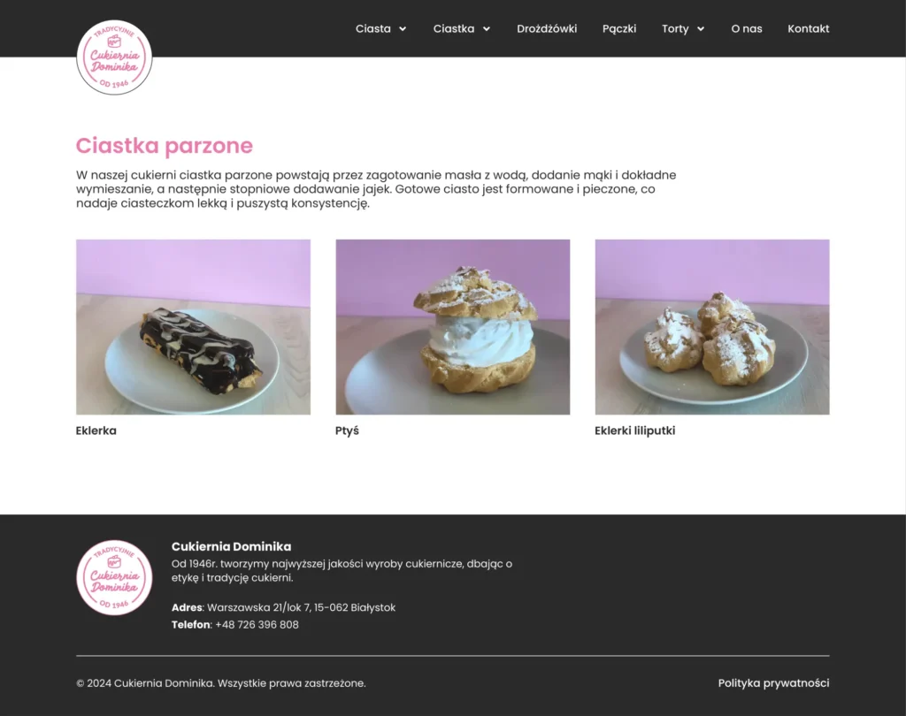 Category page: Ciastka parzone.