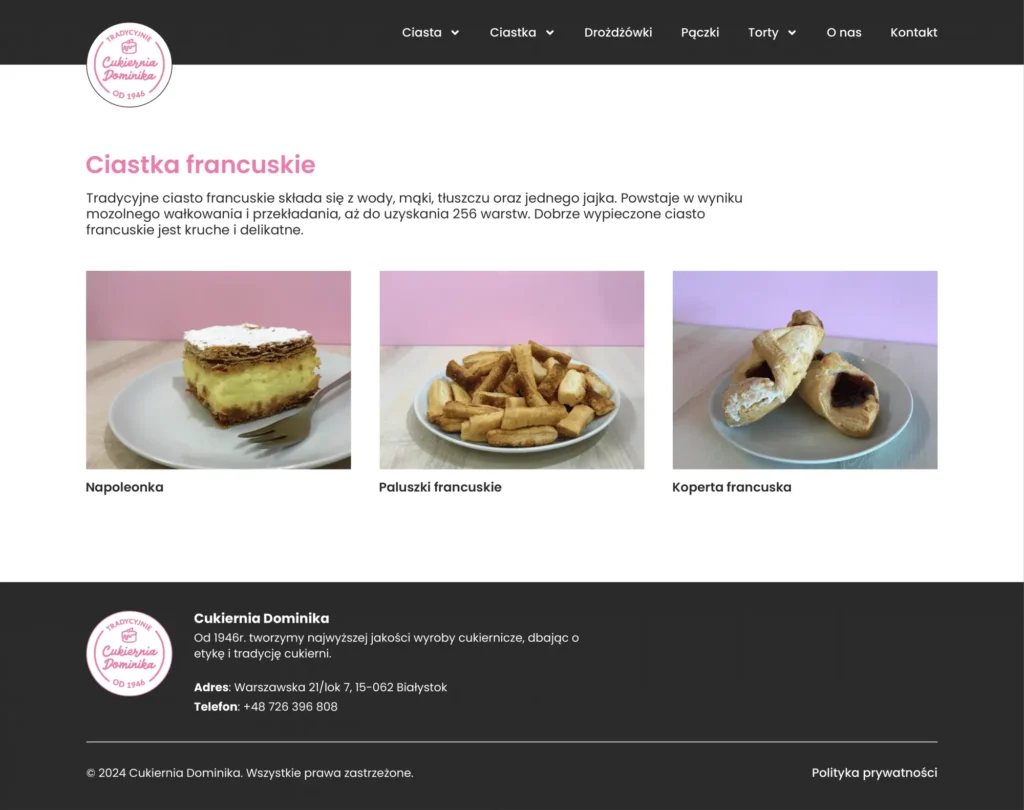 Category page: Ciastka francuskie.