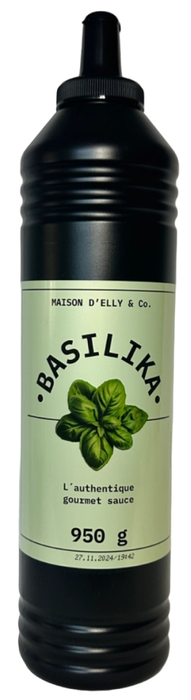 A bottle of SMBT's original sauce: basilica.